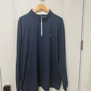 Rhoback Navy Patterned Quarter Zip 3XL XXXL